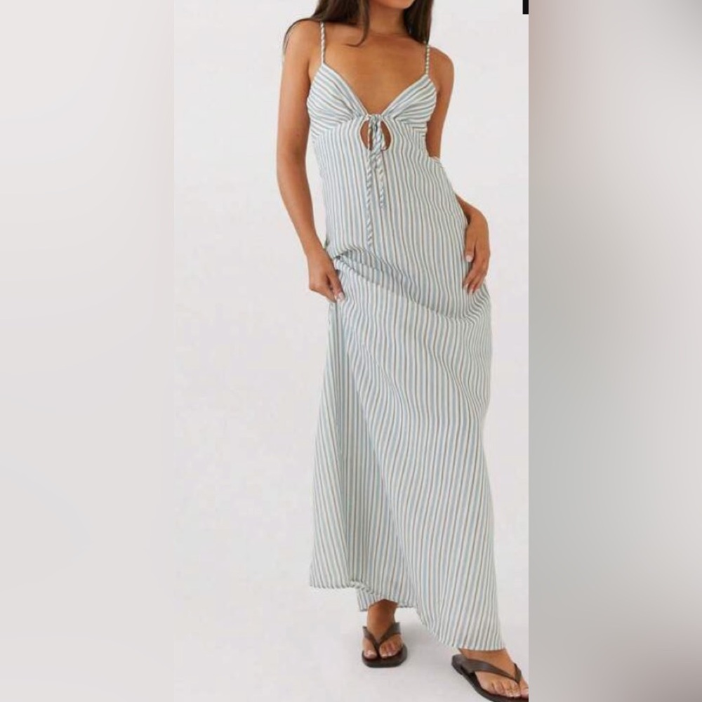 SHEIN Blue and White Slit Sundress